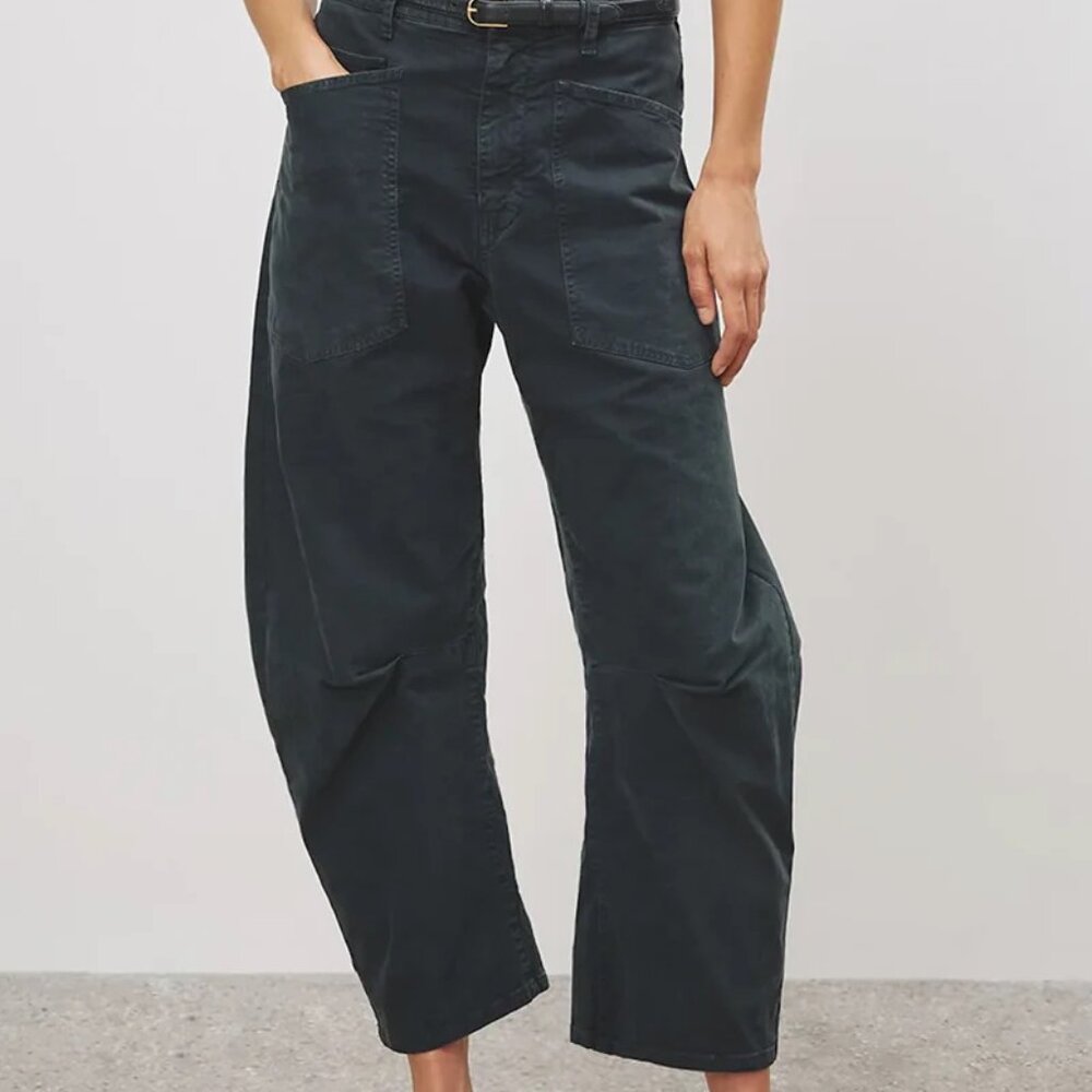 Nili Lotan Shon barrel leg pants in Carbon, size 00